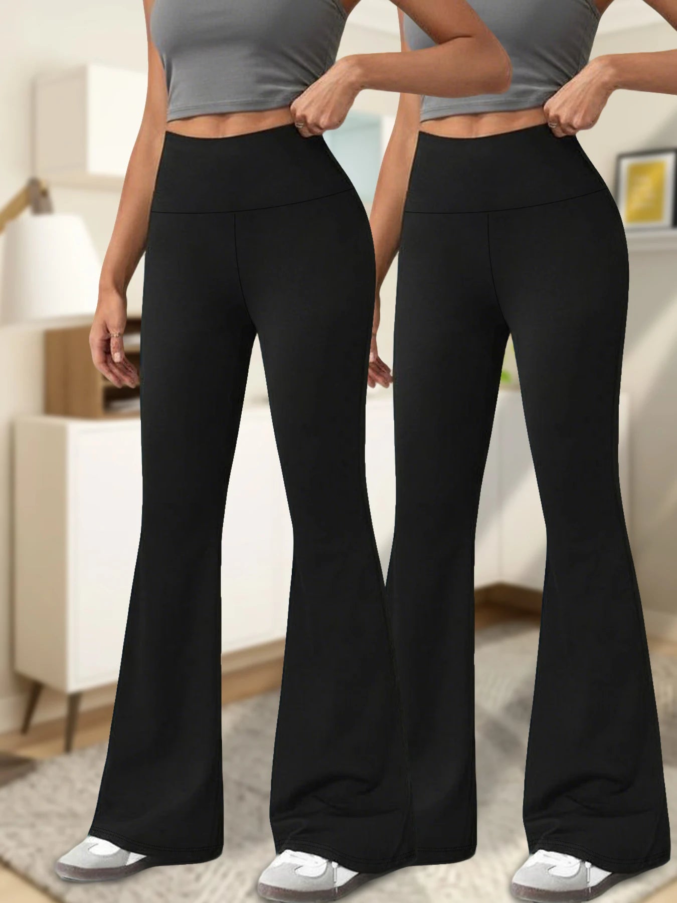 2 pack Women's Super Soft Flare Pants | Faeva London