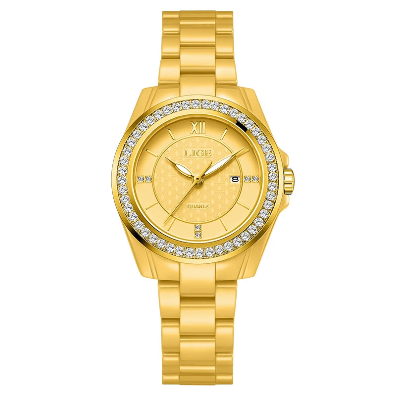 LIGE Luxury Woman Watch Waterproof Fashion Quartz Ladies Wristwatch Date Week Full Ceramic Women's Watches Relojs+GIFT Box
