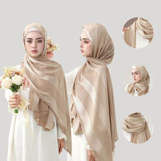 Gradient Shiny Chiffon Scarf Silk Like Women Muslim Hijab Solid Headscarf Shawl Premium Yarn Scarf Islam Turban Ramadan 180*75cm