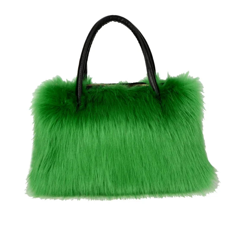 Faux Fur Patchwork Boston Handbag