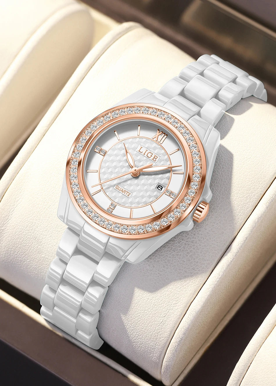 LIGE Luxury Woman Watch Waterproof Fashion Quartz Ladies Wristwatch Date Week Full Ceramic Women's Watches Relojs+GIFT Box