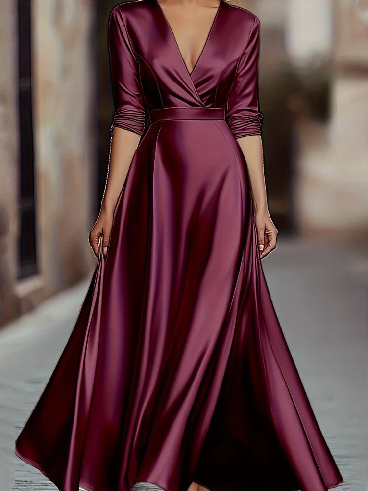 French V-Neck Evening Gown