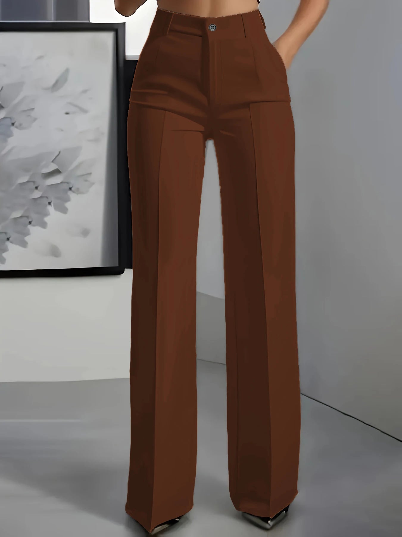 2025 New High-Waisted, Draped, Straight-Cut, Simple S | Faeva London