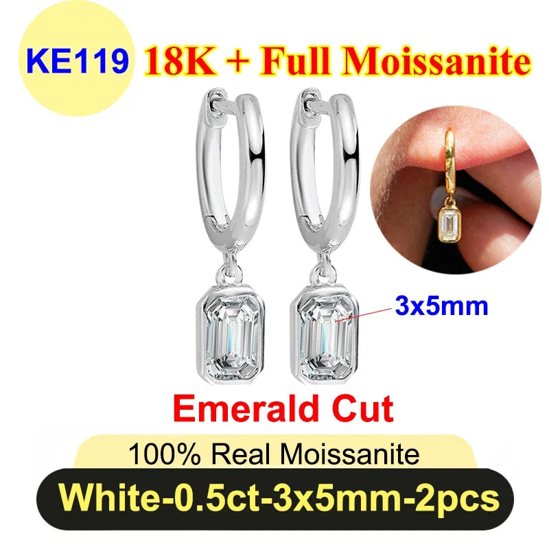 Simple 0.5ct Round Pear Emerald Moissanite Diamond Earring for Women 925 Sterling Silver Plated 18K Women Moissanite Earring GRA