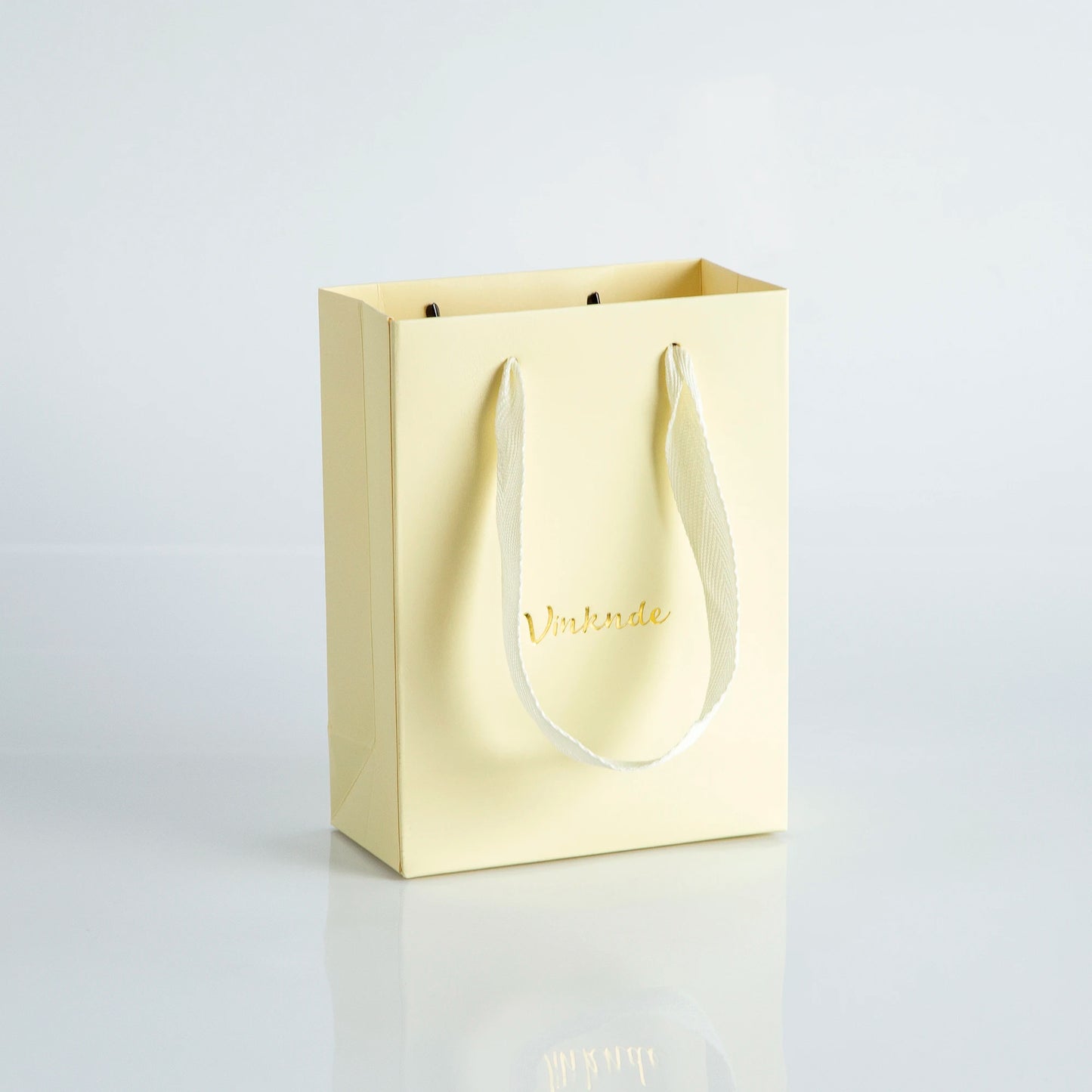 100Pack Kraft Gift Bags with Handles Custom Logo 15x6 | Faeva London