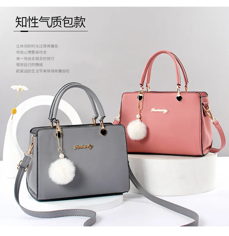 Black Leather Casual Tote Bag