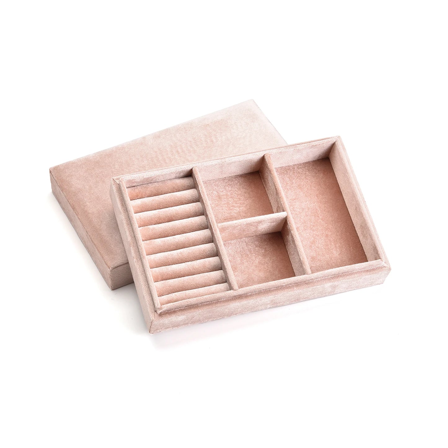 TAIMY Luxury Velvet Travel Portable Custom Logo Jewelry Tray With Lid Desktop Ring Bracelet Watch Storage Box Display Packaging