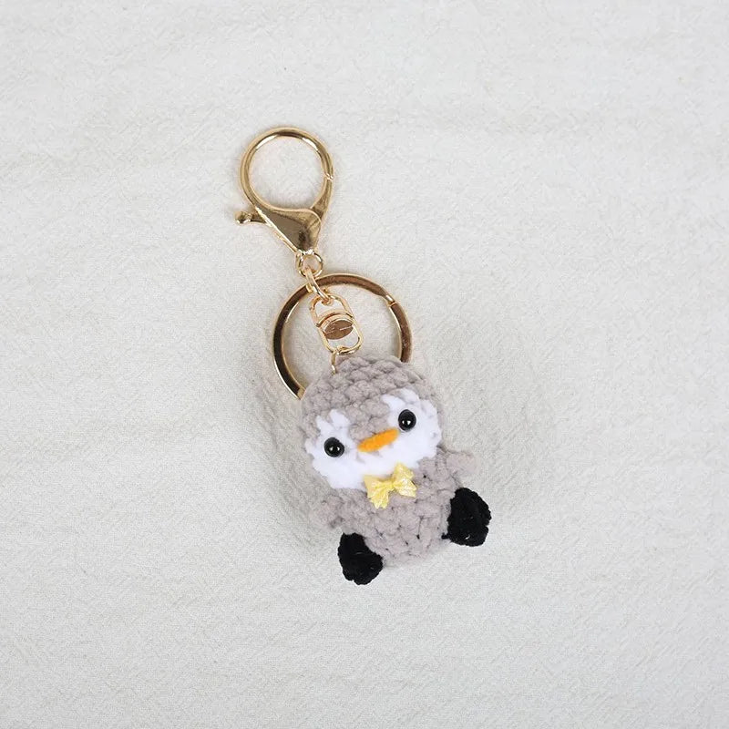 Funny Frog Doll Crochet Keychain Handmaking Mini Animal Doll Series Knitted Keyrings Cute Frog Keyrings Knitting Doll Pendant