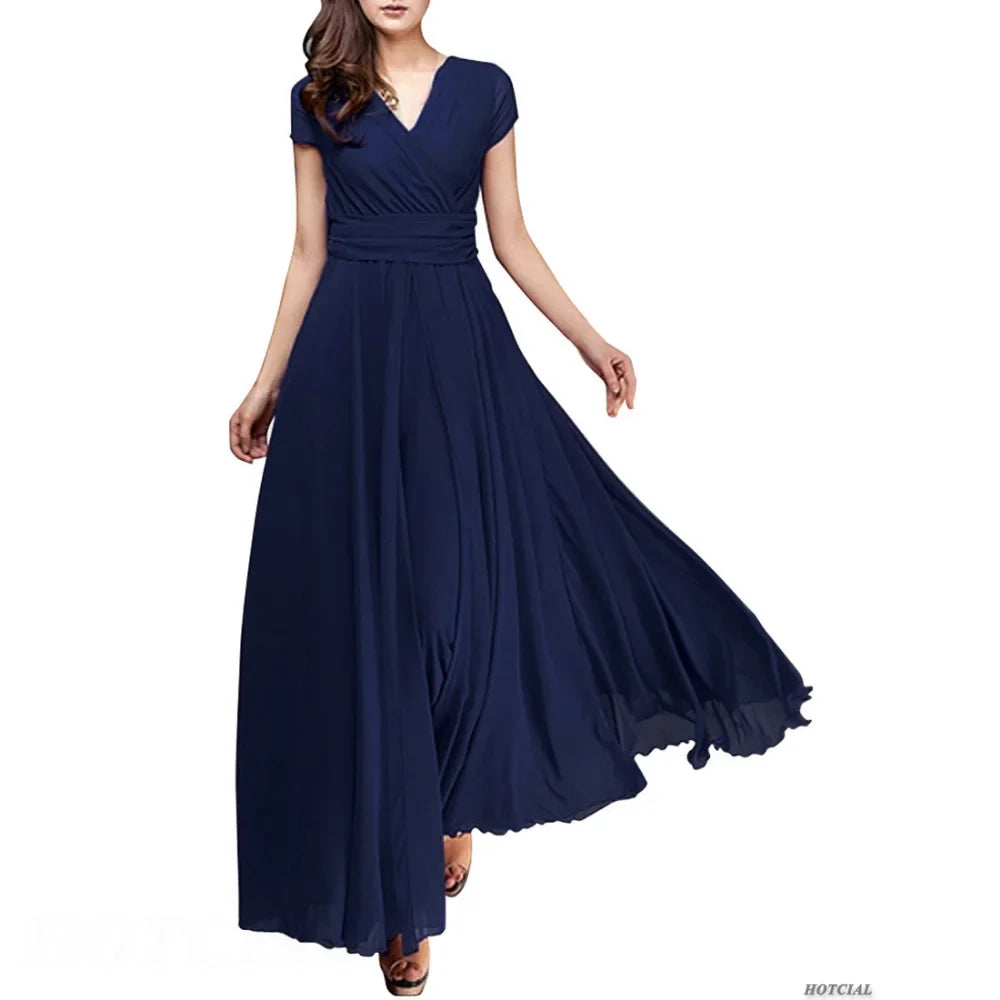 V Neck Chiffon Evening Dress
