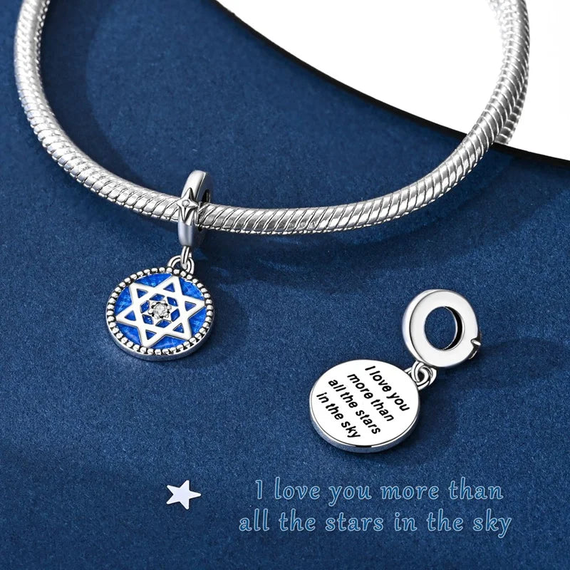 925 Sterling Silver Charm Pendant Star Moon Sun Starry Sky Beaded Charm Fit Original Bracelet DIY Fine Jewelry Making For Women