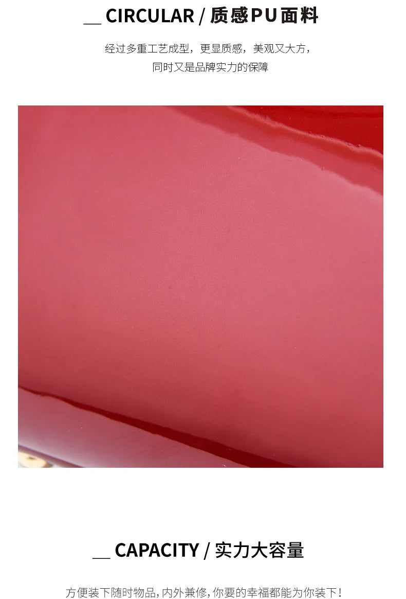 Patent Leather Diamond Handle Bag