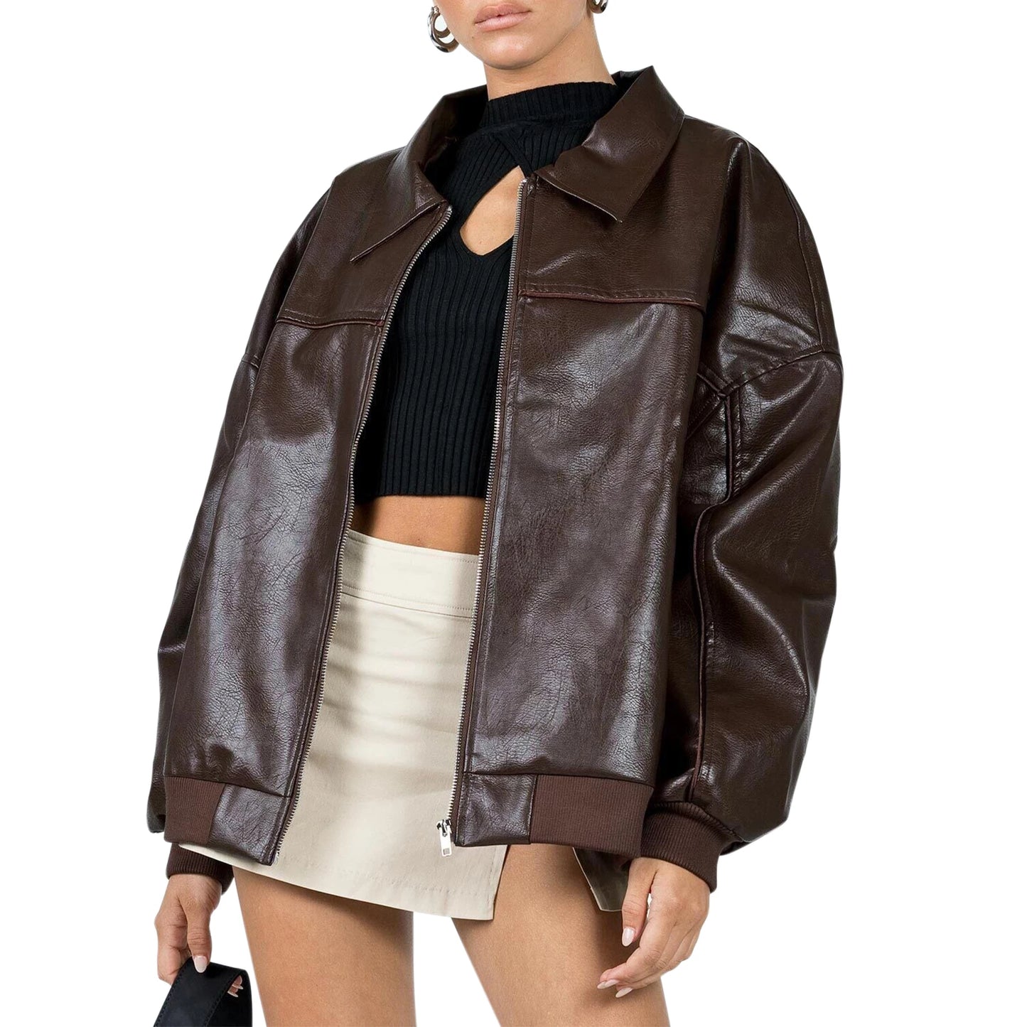 Oversized PU Biker Jacket | Faeva London
