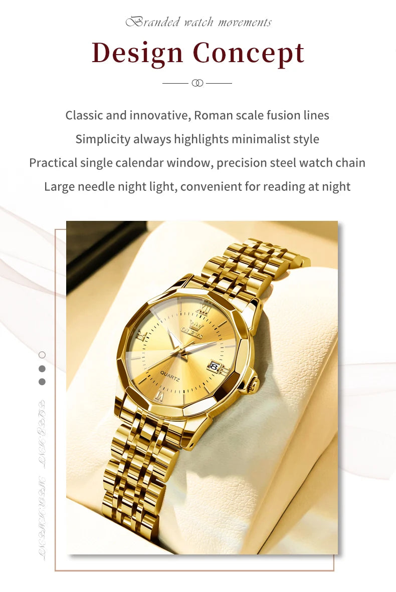 OLEVS 9989 Elegant Women Watch Casual Fashion Calendar Waterproof HD Luminous Watch Exquisite Luxury Brand Quartz Watch Girl
