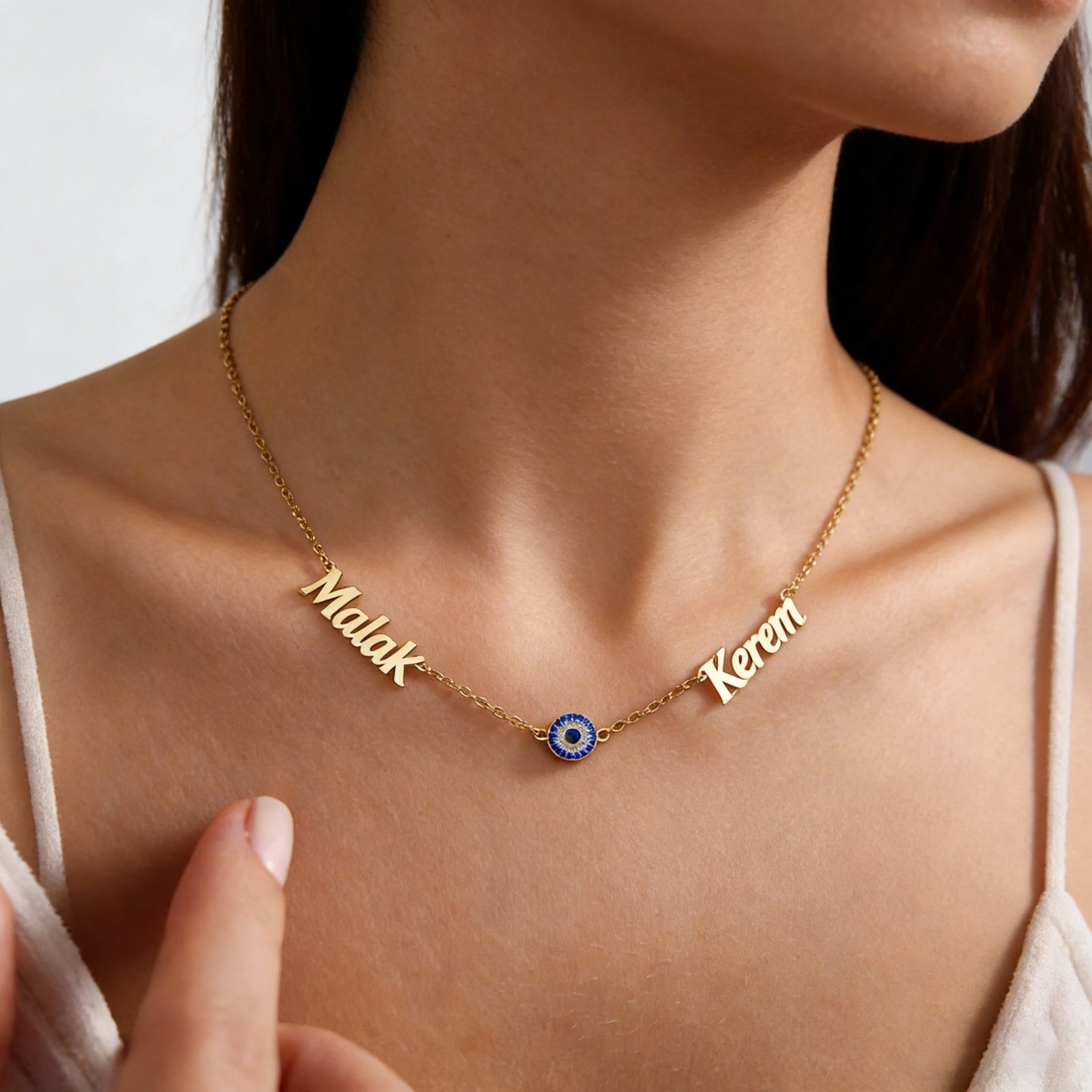 Haiyufly Custom Multiple Names Necklace for Women Stainless Steel Jewelry Zircon Heart Choker Chain Personalized Birthday Gift