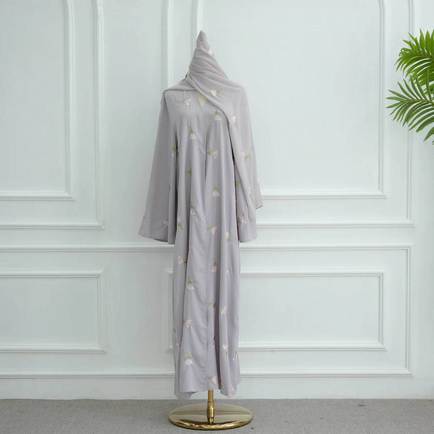 Eid Luxury Floral Embroidery Abaya Kimono Dubai Cardigan Muslim Party Dress Abayas for Women Turkish Islamic Clothes Kaftan Robe
