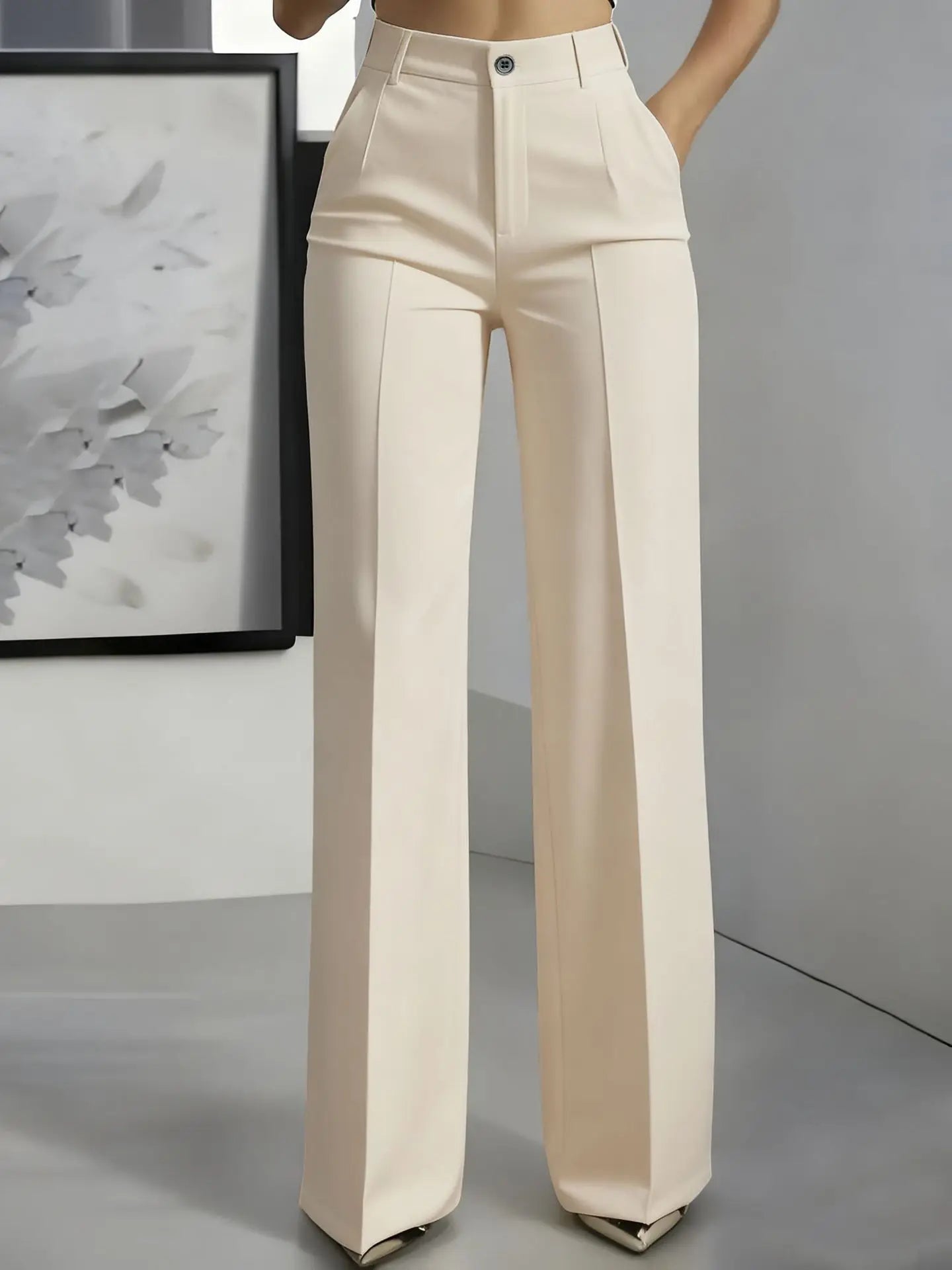 2025 New High-Waisted, Draped, Straight-Cut, Simple S | Faeva London