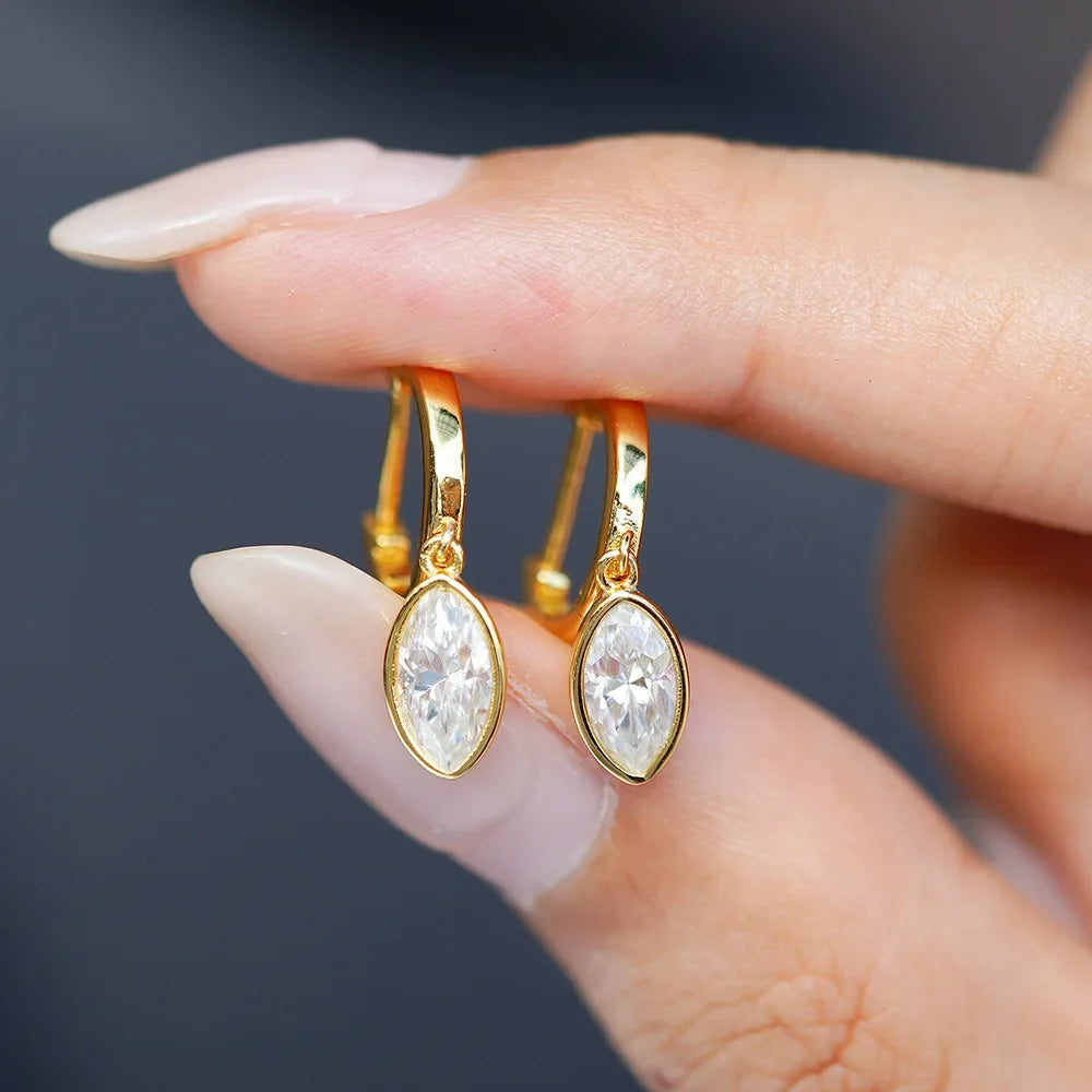 Simple 0.5ct Round Pear Emerald Moissanite Diamond Earring for Women 925 Sterling Silver Plated 18K Women Moissanite Earring GRA