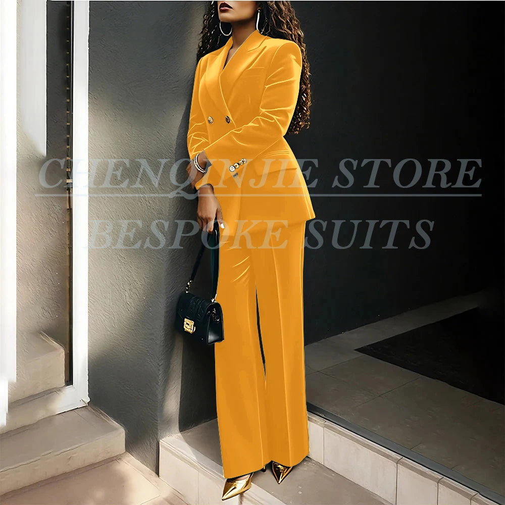 Luxury Green Velvet Women's Suits Fashion Double Breasted Peak Lapel Slim Fit Female Clothing Customzied 2 Piece Jacket Pants