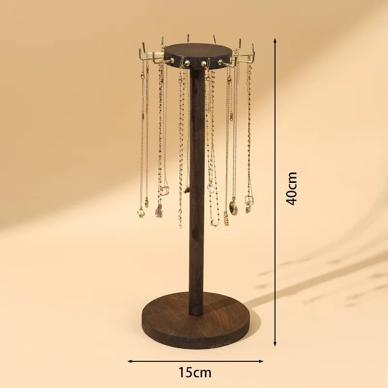 Solid Wood Jewelry Organizer Display Holder Necklace Earrings Bracelets Display Stand Desktop Jewelry Storage Rack