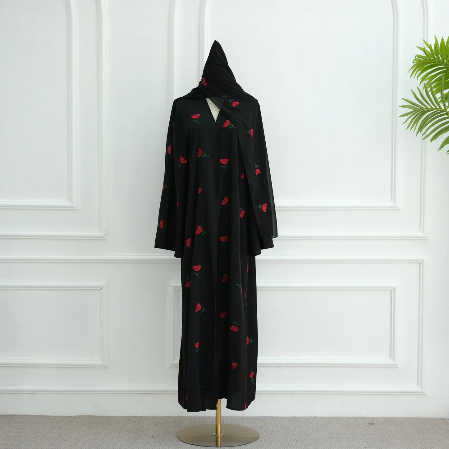 Eid Luxury Floral Embroidery Abaya Kimono Dubai Cardigan Muslim Party Dress Abayas for Women Turkish Islamic Clothes Kaftan Robe