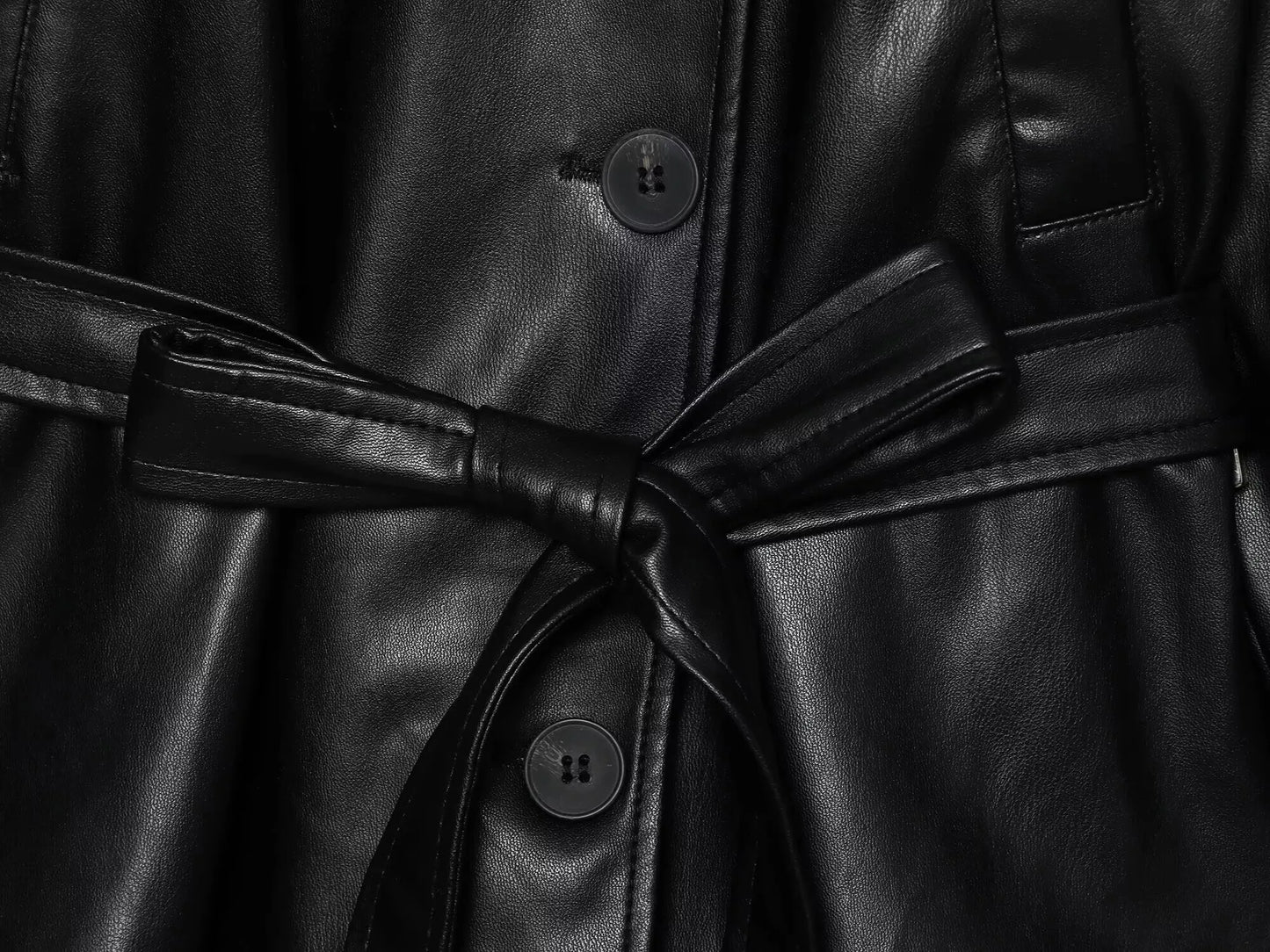 Belted Leather Trench Coat | Faeva London