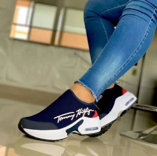 Women's Breathable Wedge Sneakers - Casual Walking Shoes
