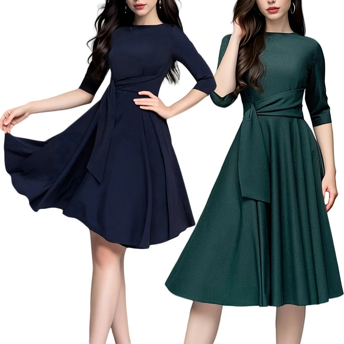 Belted A-Line Swing Dress