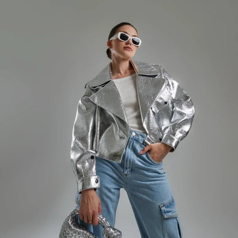 Oversized PU Leather Jacket | Faeva London
