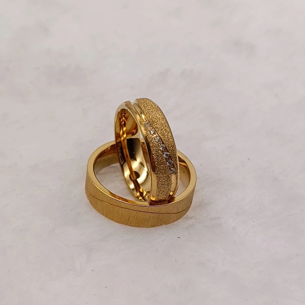 Unique Statement Rings Engagement Marriage Wedding Bridal Sets Couples Designer Lovers 18k Gold Plated Alliances