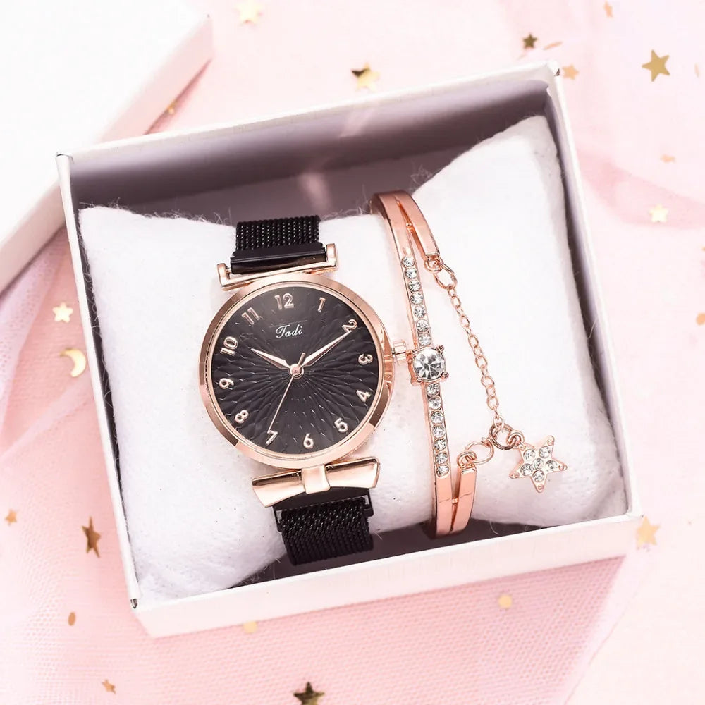 Luxury Women Bracelet Quartz Watches For Women Magnetic Watch Ladies Sports Dress Pink Dial Wrist Watch Clock