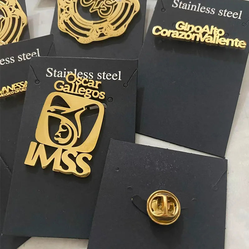 Stainless Steel Custom Company Logo Breastpin Pin Badge Gold Pattern Picture Nameplate ID Tag Personalized Brooch Wholesale Gift
