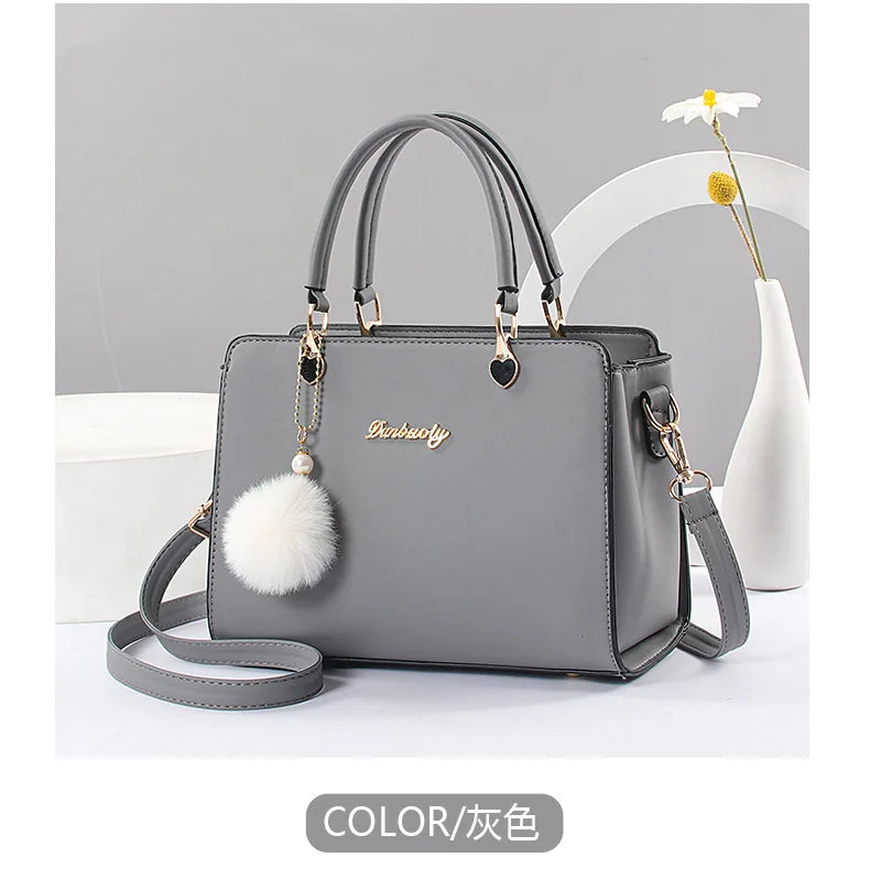 Black Leather Casual Tote Bag