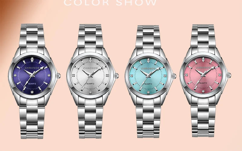 CHRONOS Elegant Women Watch Luxury Ladies Fashion Girls Wristwatch Quartz Movement Stainless Steel Gift for Female Girlfriend
