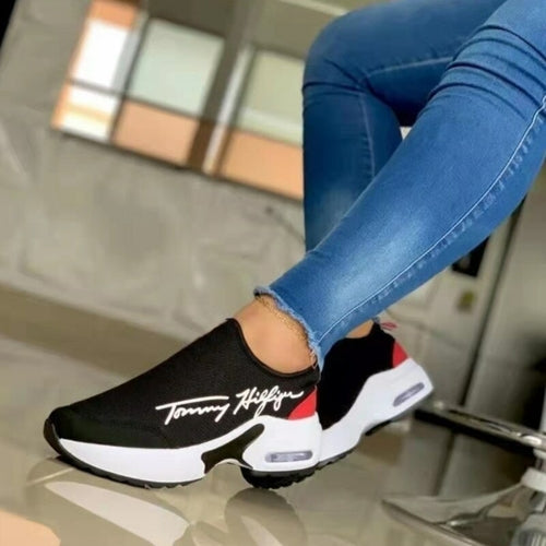 Women's Breathable Wedge Sneakers - Casual Walking Shoes