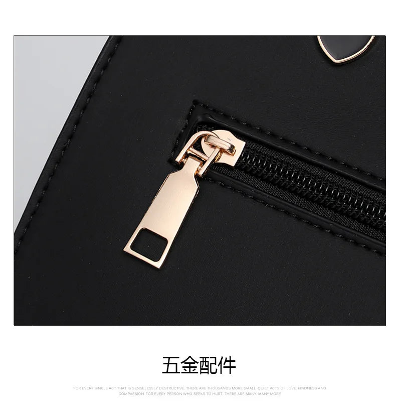 Black Leather Casual Tote Bag