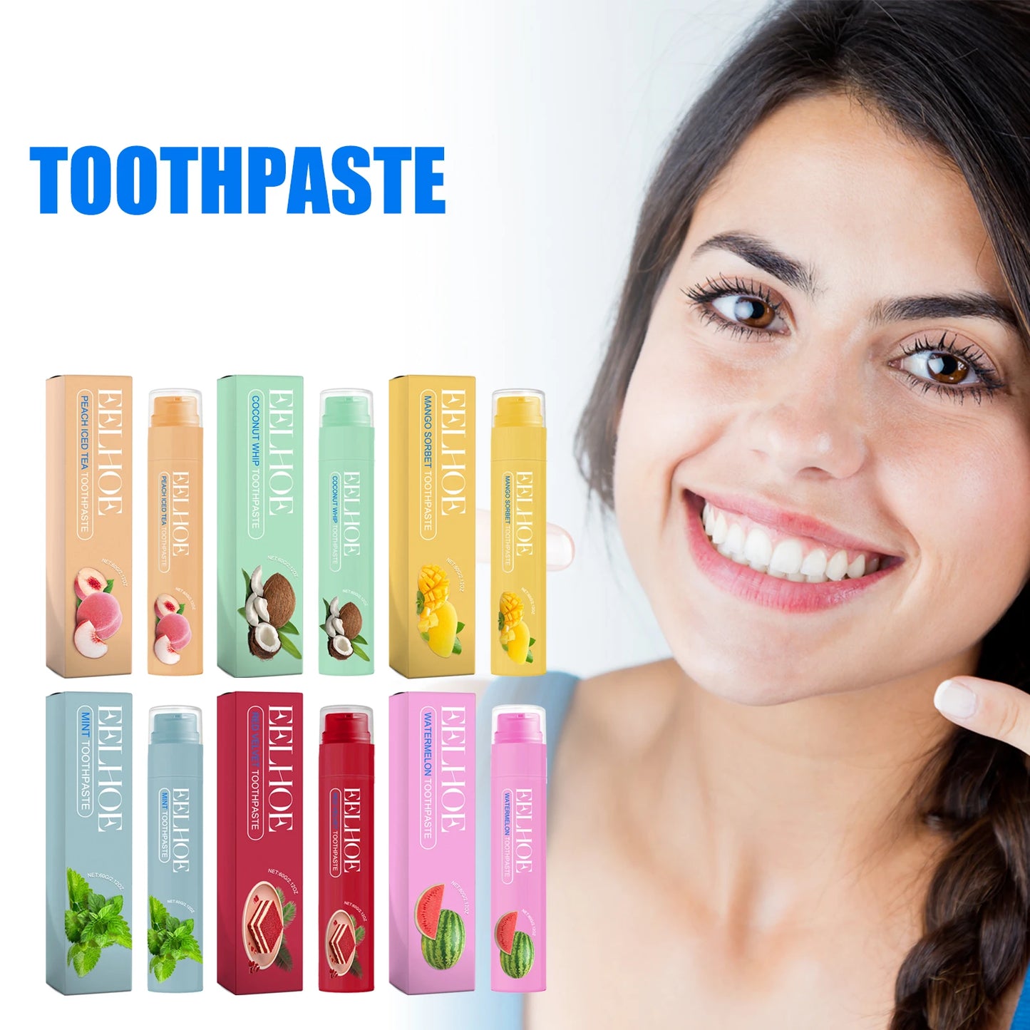 Whitening Toothpaste Various Flavors Remove Stains Clean Teeth Freshen Breath Protect Teeth-Fruity Formula Clean Fresh Mouth