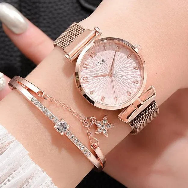 Luxury Women Bracelet Quartz Watches For Women Magnetic Watch Ladies Sports Dress Pink Dial Wrist Watch Clock