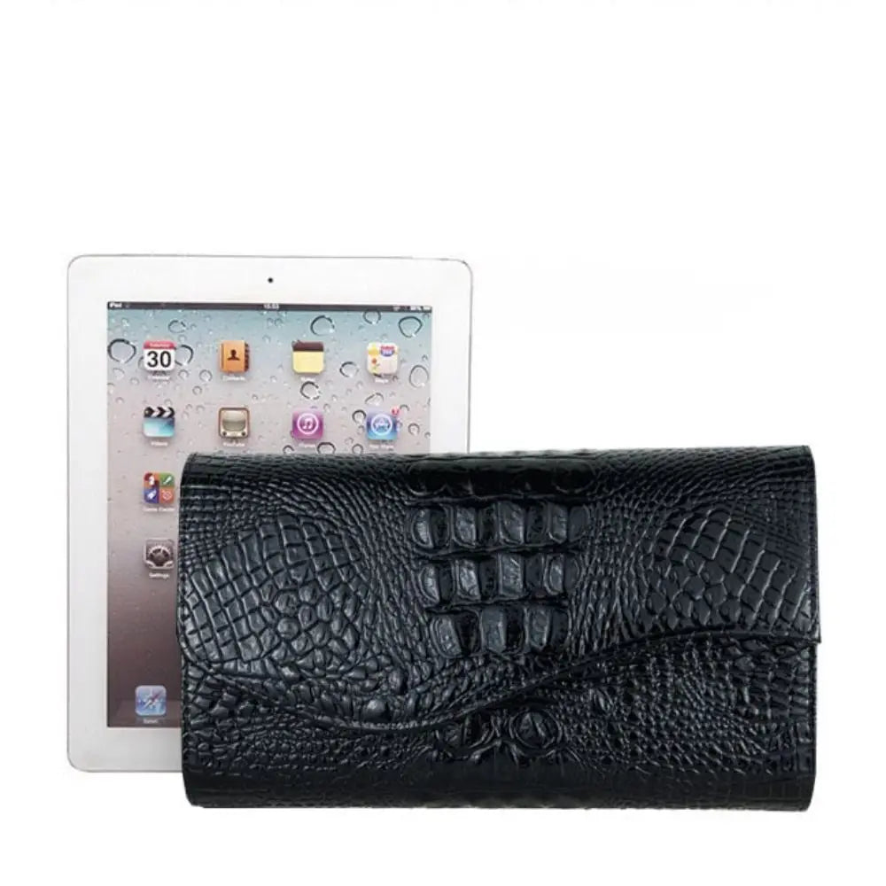 Crocodile Leather Chain Clutch Bag