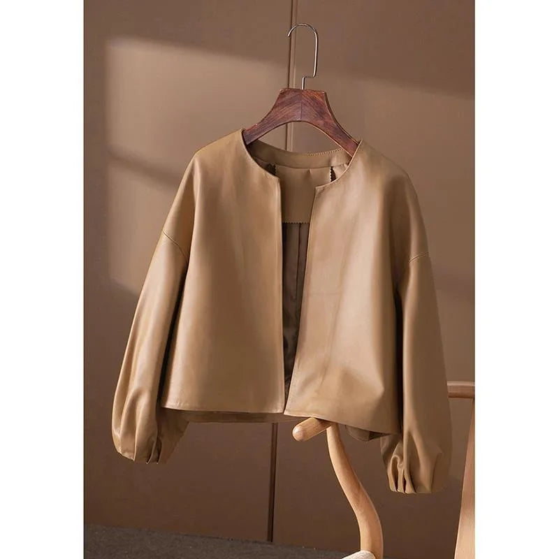 Lantern Sleeve PU Jacket | Faeva London