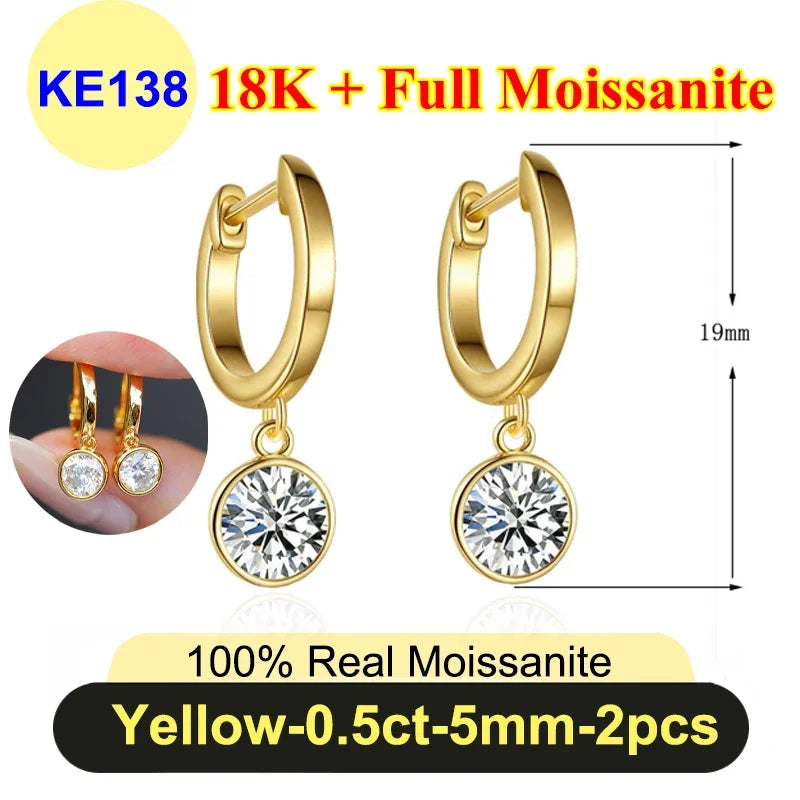 Simple 0.5ct Round Pear Emerald Moissanite Diamond Earring for Women 925 Sterling Silver Plated 18K Women Moissanite Earring GRA