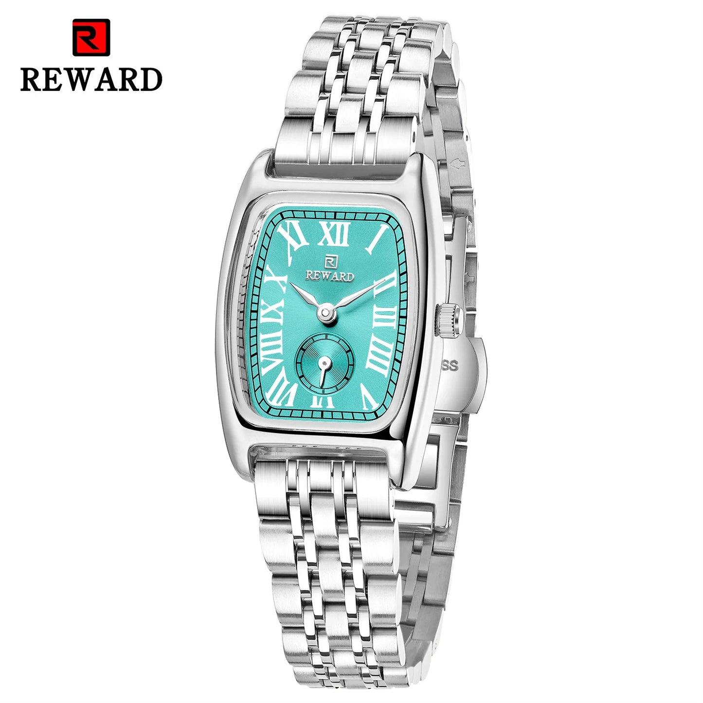 REWARD Luxury Elegant Rectangle Ladies Watch Waterproof Luminous Watch for Woman Stainless Steel Quartz Women's Watches with Box
