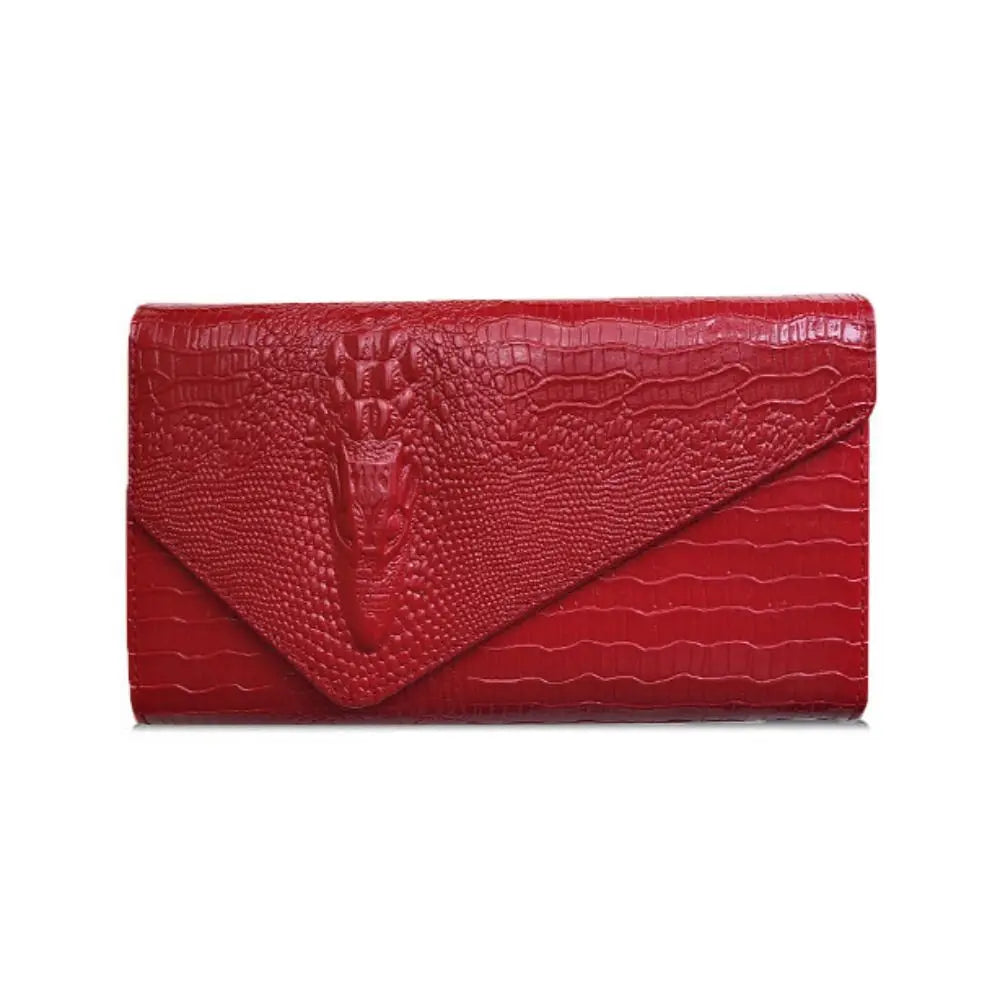 Crocodile Leather Chain Clutch Bag