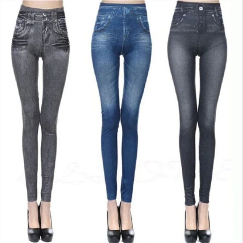 High Waist Ultra Stretch Denim Leggings for Women Slim Fit Lifted Buttocks Tight Pants Comfortable Stretchy Leggings