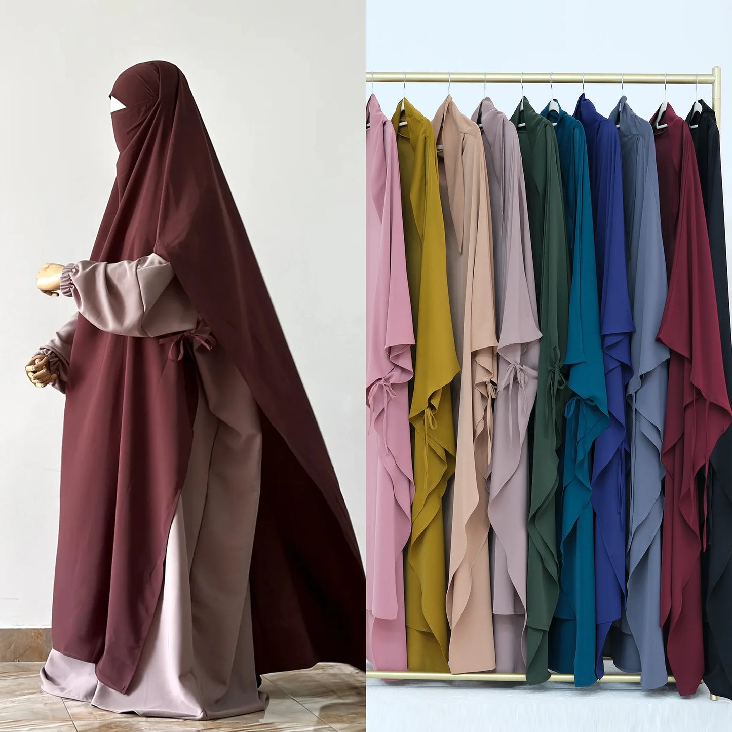 Plain Nida Extra Long Khimar Hijab Scarf Muslim Prayer Clothes Islamic Jilbab Hijabs for Women Abaya Headscarf Niqab Ramadan Eid