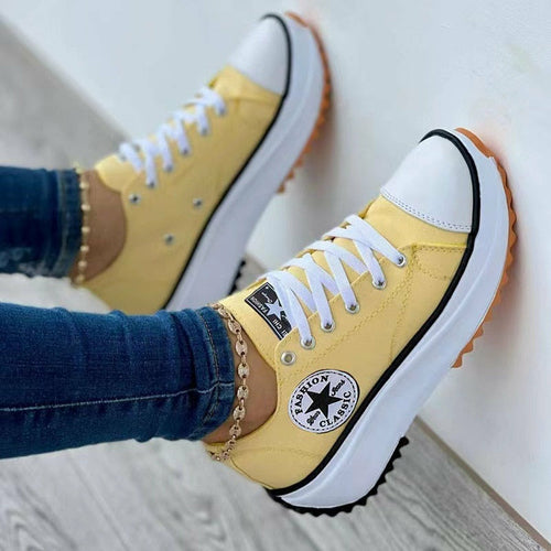 Women's Flat Canvas Sneakers | Faeva London