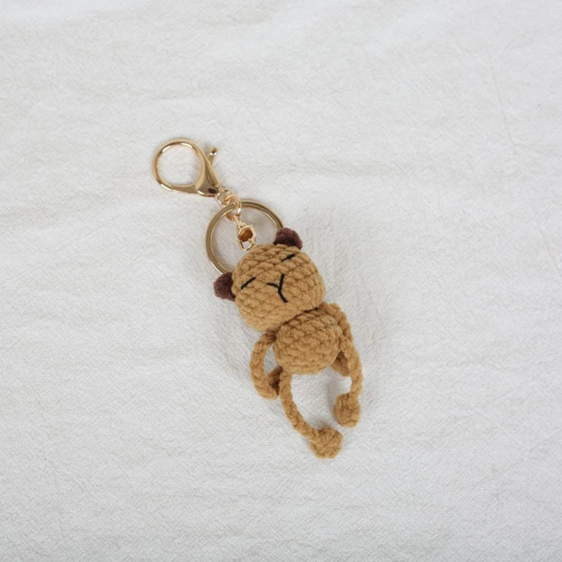 Funny Frog Doll Crochet Keychain Handmaking Mini Animal Doll Series Knitted Keyrings Cute Frog Keyrings Knitting Doll Pendant