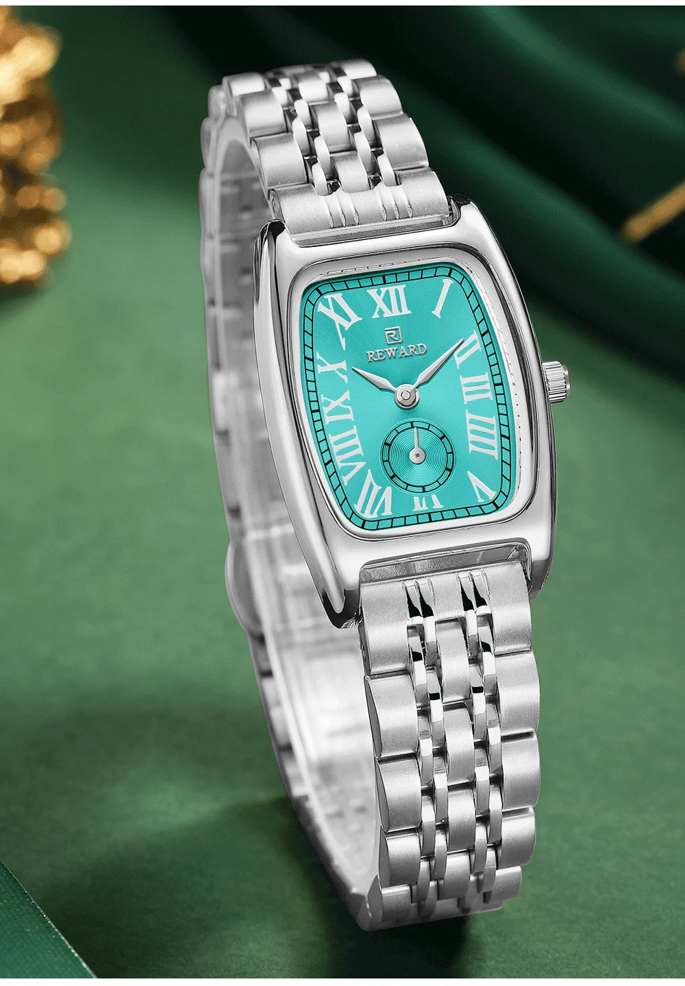 REWARD Luxury Elegant Rectangle Ladies Watch Waterproof Luminous Watch for Woman Stainless Steel Quartz Women's Watches with Box