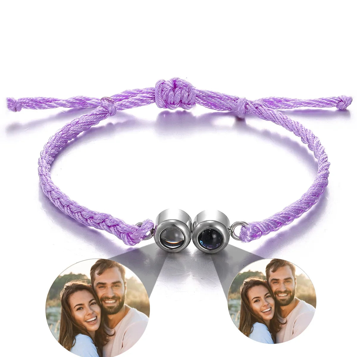 Adjustable Custom Dual Photo Projection Bracelet Customized Weaving Personalized Projection Picture Bracelet Stainless Steel