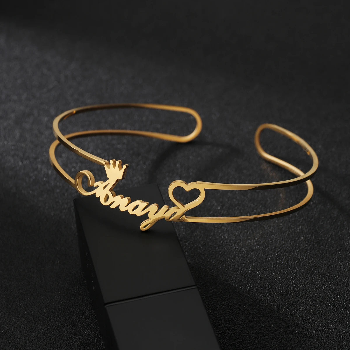 Atoztide Customized Name Bracelet Personalized Stainless Steel for Women Men Zircon Letter Custom Bangles Chrismas Jewelry Gift