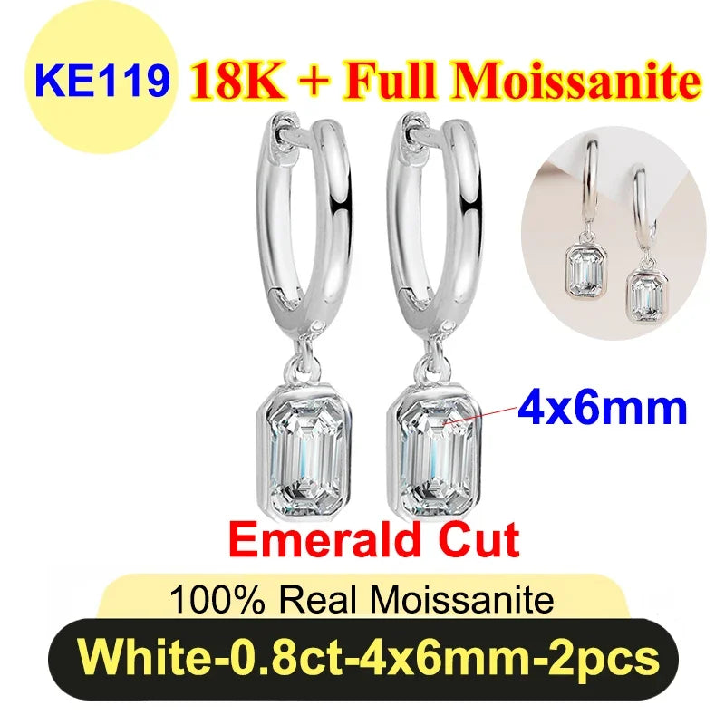 Simple 0.5ct Round Pear Emerald Moissanite Diamond Earring for Women 925 Sterling Silver Plated 18K Women Moissanite Earring GRA